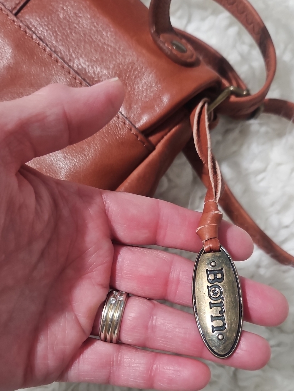 Born Rust Brown Leather Crossbody with Tassel Accent - Picture 6 of 9